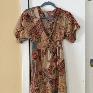 Bo-Ho Chic Paisley Print Maxi Dress in Earth Tones